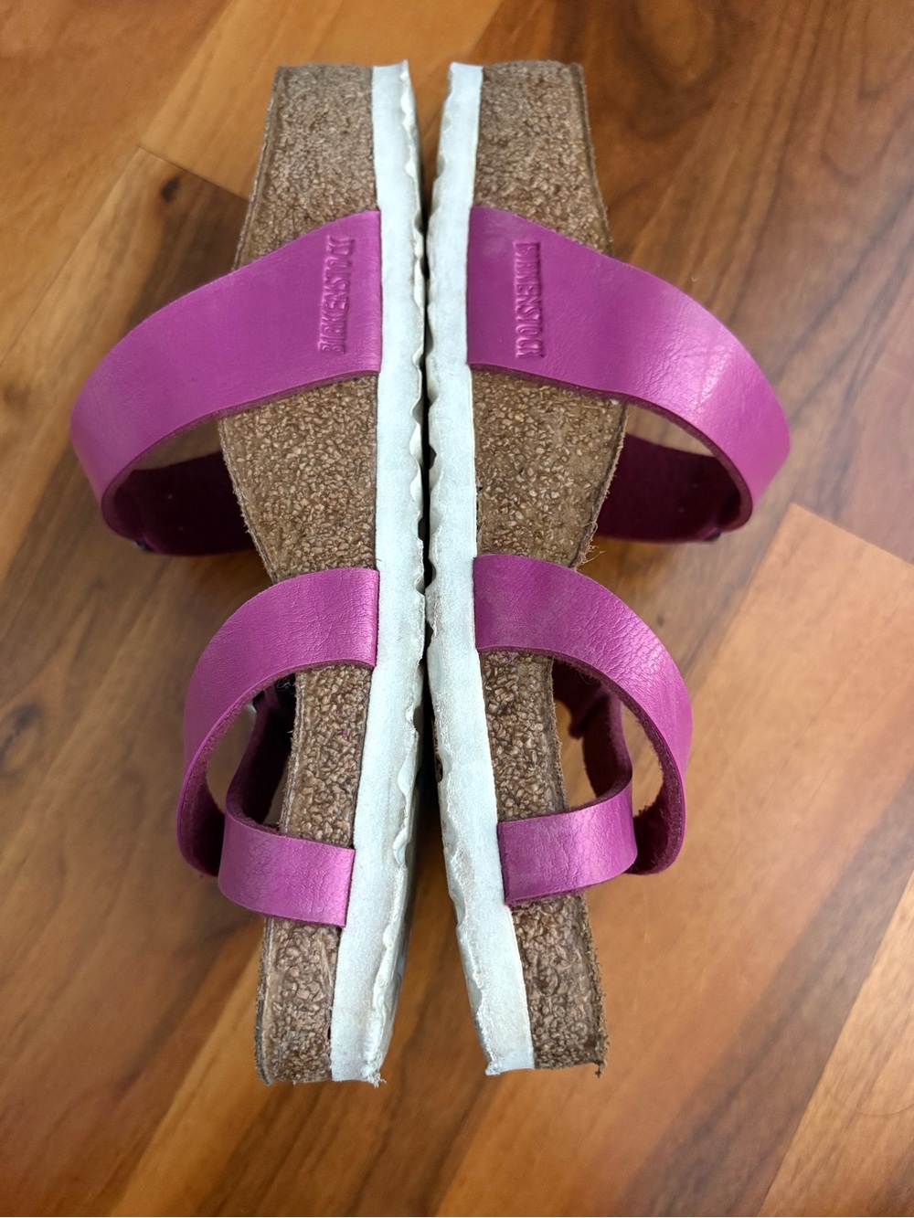 Birkenstock Women’s Fuchsia Multi-Strap Cork Sandals - Picture 5 of 14